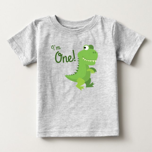 Camiseta De Bebé Dinosaur T-rex Kids Primer cumpleaños Fiesta de Di (Anverso)