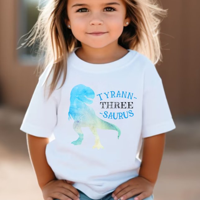 Camiseta De Bebé Dinosaurio 3 Fiesta de cumpleaños Blue Tyrannosaur (Dinosaur 3rd Birthday Party Blue Tyrannosaurus Rex Baby T-Shirt
)