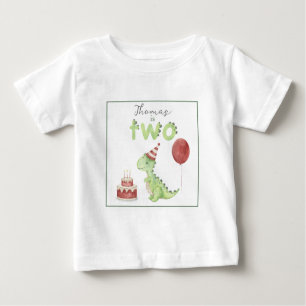 Camiseta De Bebé Dinosaurio acuarela 2º cumpleaños