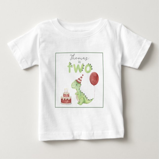 Camiseta De Bebé Dinosaurio acuarela 2º cumpleaños (Anverso)