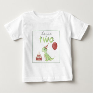 Camiseta De Bebé Dinosaurio acuarela cumpleaños 2