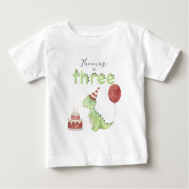 Camiseta De Bebé Dinosaurio acuarela cumpleaños 3