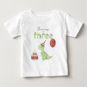 Camiseta De Bebé Dinosaurio acuarela cumpleaños 3