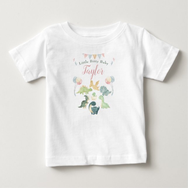 Camiseta De Bebé Dinosaurio Adorable Acuarela Personalizada (Anverso)