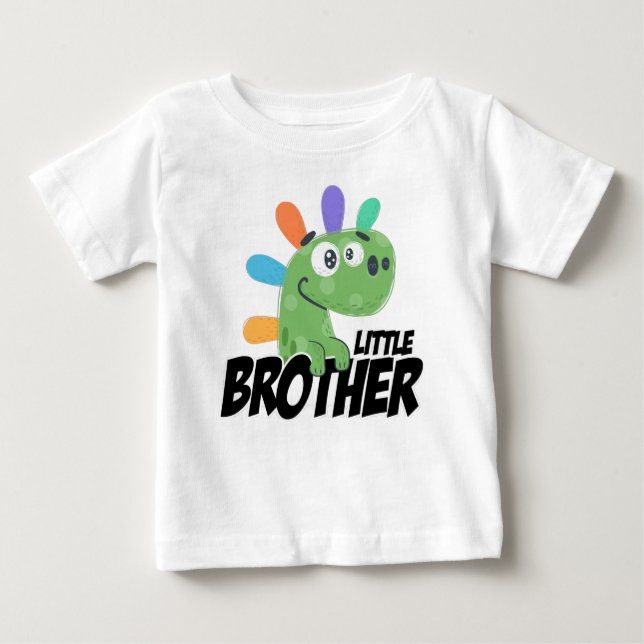 Camiseta De Bebé Dinosaurio arcoiris de Little Brother (Anverso)