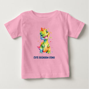 Camiseta De Bebé Dinosaurio arcoiris floral lindo Fiesta de cumplea