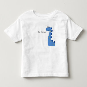 Camiseta De Bebé Dinosaurio Azul Adorable - Nombre Personalizado So