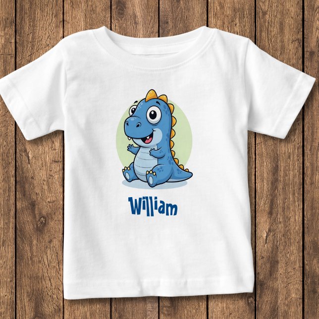Camiseta De Bebé Dinosaurio azul de bebé adorable (Subido por el creador)
