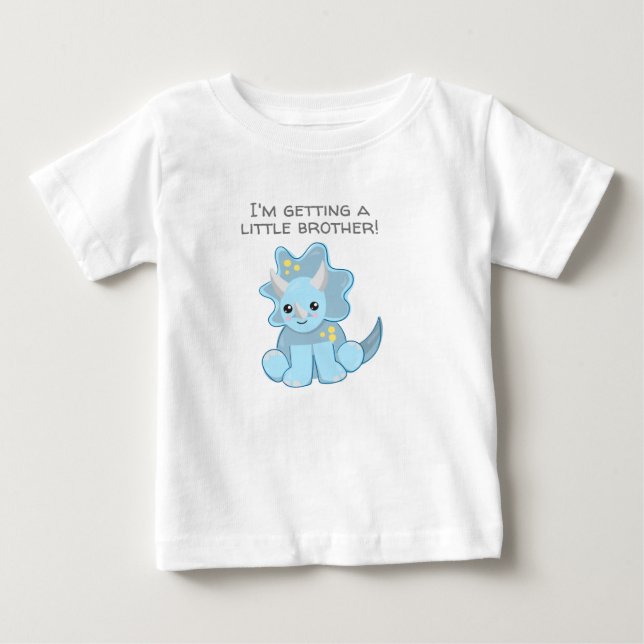 Camiseta De Bebé Dinosaurio azul obteniendo un pequeño hermano (Anverso)