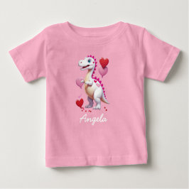 Camiseta De Bebé Dinosaurio blanco lindo del día de San Valentín