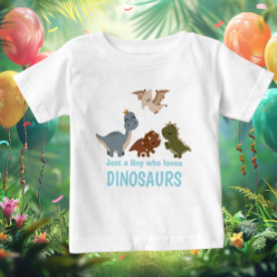 Camiseta De Bebé Dinosaurio Boho Azul