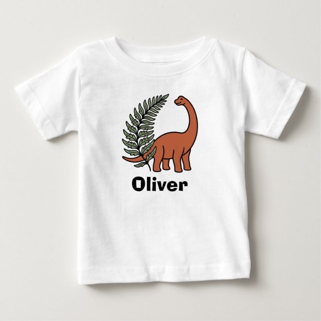 Camiseta De Bebé Dinosaurio Boho Lindo Personalizado (Anverso)