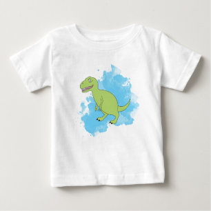 Camiseta De Bebé Dinosaurio con pintura azul