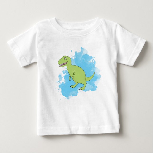 Camiseta De Bebé Dinosaurio con pintura azul (Anverso)