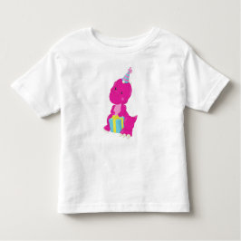 Camiseta De Bebé Dinosaurio de cumpleaños, dinosaurio rosado, Gorra