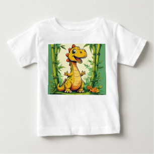 Camiseta De Bebé Dinosaurio de dibujos animados adorable en una exu