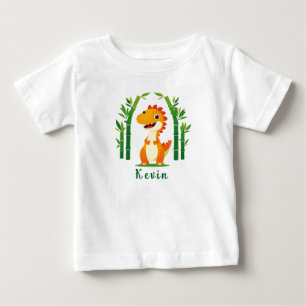 Camiseta De Bebé Dinosaurio de dibujos animados adorable en una exu
