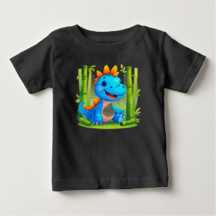 Camiseta De Bebé Dinosaurio de dibujos animados en bosque de bambú