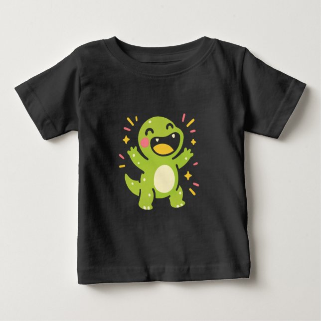 Camiseta De Bebé Dinosaurio de dibujos animados feliz (Anverso)