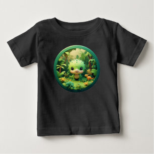 Camiseta De Bebé Dinosaurio de dibujos animados lindo en bosque de 