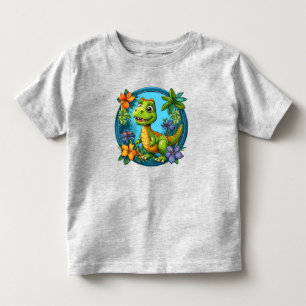 Camiseta De Bebé Dinosaurio de dibujos animados lindo entre flores