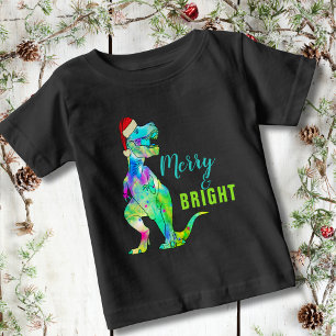 Camiseta De Bebé Dinosaurio de Navidad Alegre y Brillante