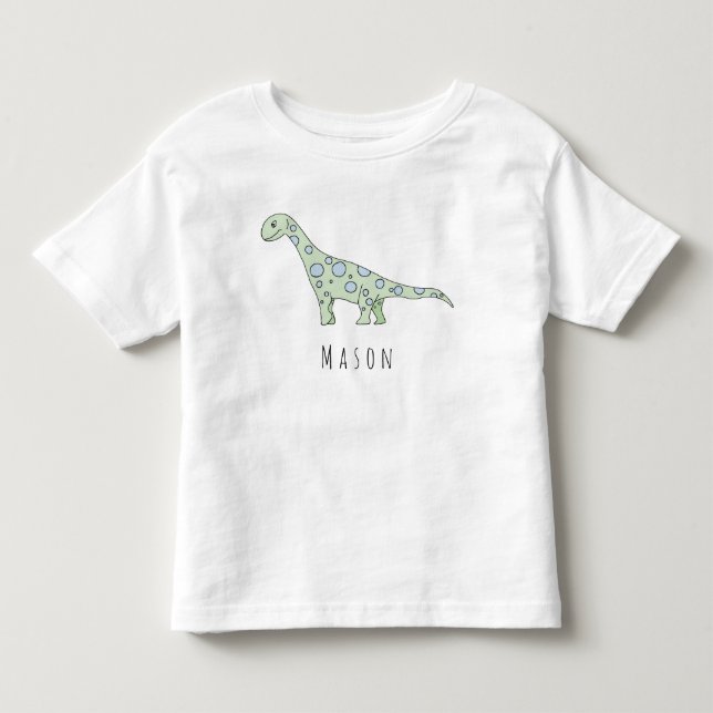 Camiseta De Bebé Dinosaurio de niño pequeño y joven personalizado c (Anverso)