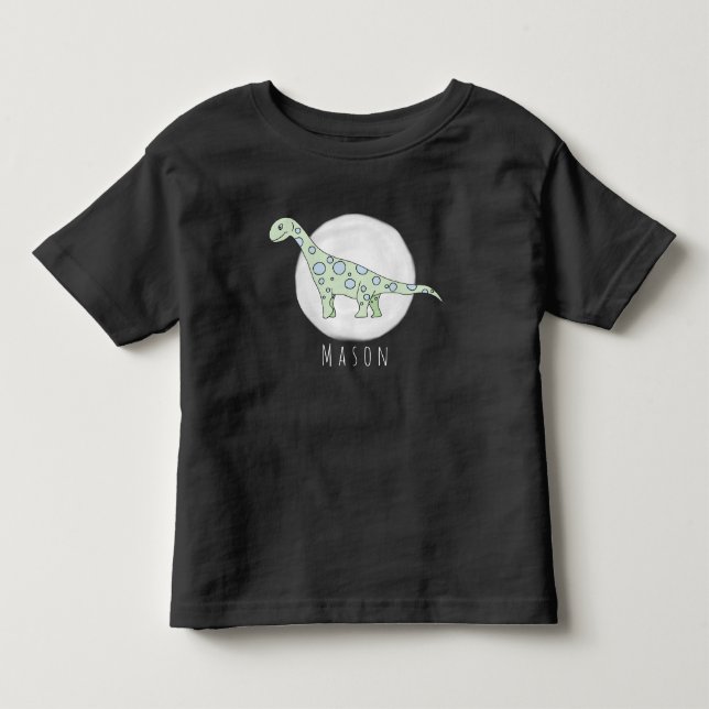 Camiseta De Bebé Dinosaurio de niño pequeño y joven personalizado c (Anverso)