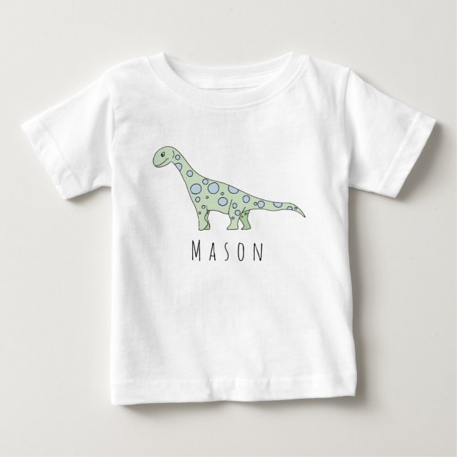 Camiseta De Bebé Dinosaurio de perro de bebé personalizado con nomb (Anverso)