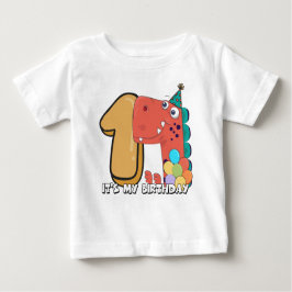 Camiseta De Bebé Dinosaurio de primer cumpleaños del bebé