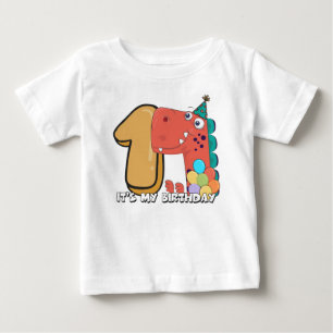 Camiseta De Bebé Dinosaurio de primer cumpleaños del bebé