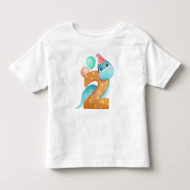 Camiseta De Bebé Dinosaurio de segundo cumpleaños (Anverso)