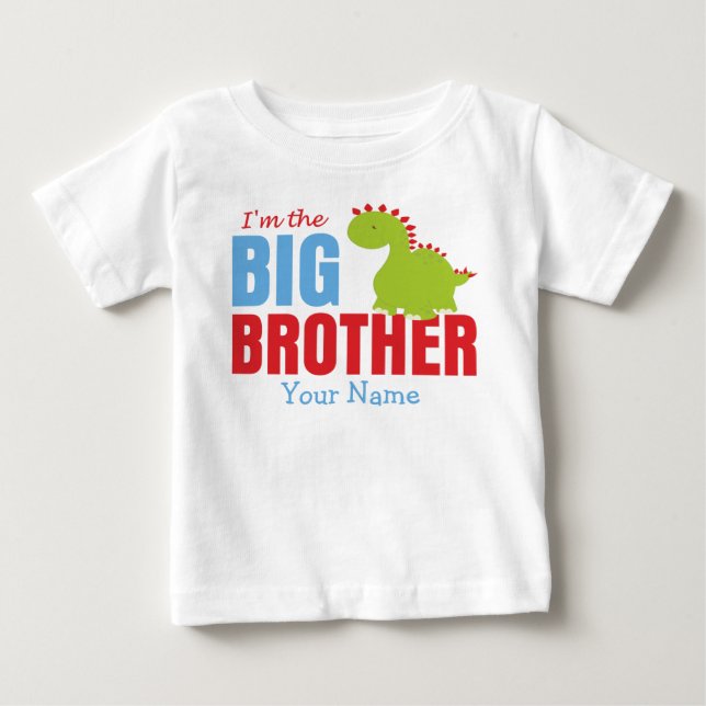 Camiseta De Bebé Dinosaurio del Gran Hermano Personalizado (Anverso)
