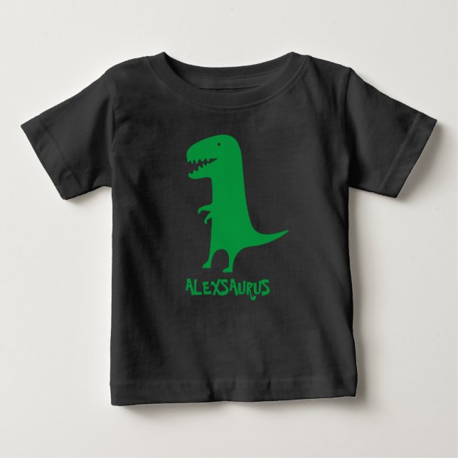 Camiseta De Bebé Dinosaurio divertido con nombre personalizado (Anverso)