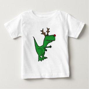 Camiseta De Bebé Dinosaurio divertido del navidad como reno