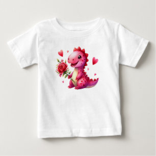 Camiseta De Bebé Dinosaurio El día de San Valentín lindo