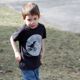 Camiseta De Bebé Dinosaurio en bicicleta en cielo con luna