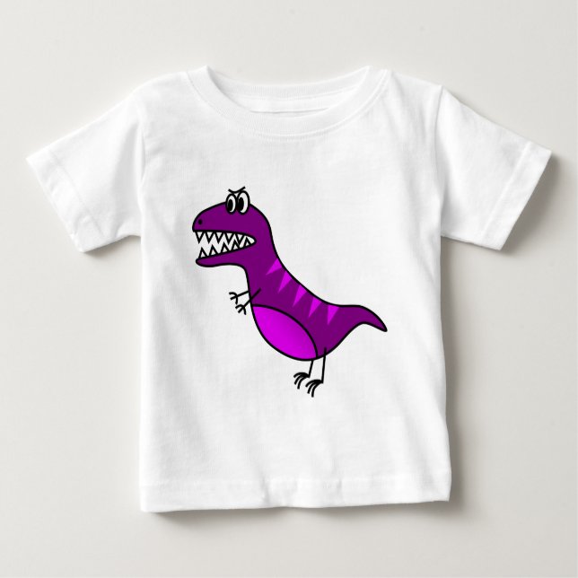 Camiseta De Bebé Dinosaurio enojado púrpura lindo del dibujo (Anverso)