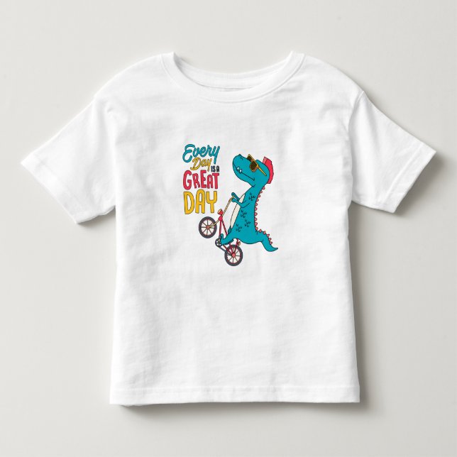 Camiseta De Bebé Dinosaurio Guay en bicicleta: Gran Día (Anverso)