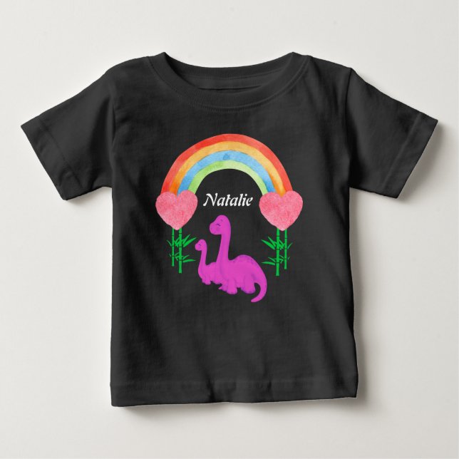 Camiseta De Bebé Dinosaurio infantil personalizado caprichoso coraz (Anverso)