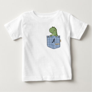 Camiseta De Bebé Dinosaurio lindo asomándose desde el bolsillo con 