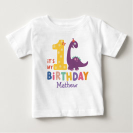Camiseta De Bebé Dinosaurio lindo bebé es mi primer cumpleaños