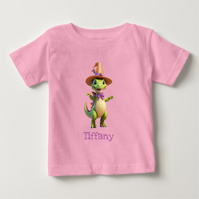 Camiseta De Bebé Dinosaurio mágico verde lindo (Anverso)
