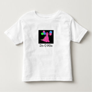 Camiseta De Bebé Dinosaurio rosa con globos
