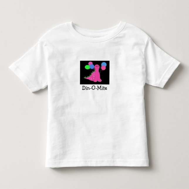 Camiseta De Bebé Dinosaurio rosa con globos (Anverso)