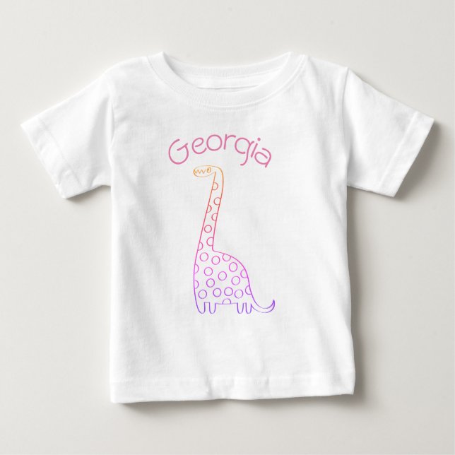Camiseta De Bebé Dinosaurio rosa de Georgia para personalizar (Anverso)