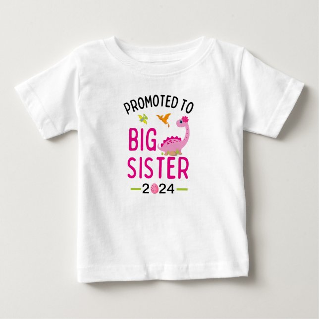 Camiseta De Bebé Dinosaurio rosa de hermana grande, Invitación de e (Anverso)