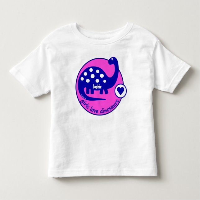 Camiseta De Bebé Dinosaurio rosado brillante adaptable lindo para (Anverso)