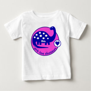 Camiseta De Bebé Dinosaurio rosado brillante adaptable lindo para