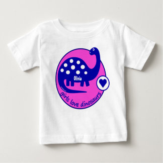 Camiseta De Bebé Dinosaurio rosado brillante adaptable lindo para